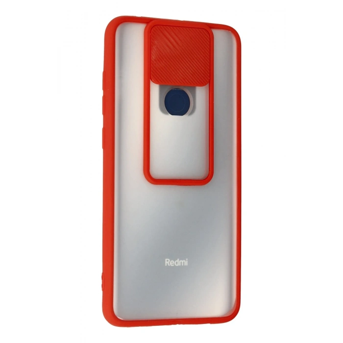 Xiaomi Redmi Note 9 Kılıf Palm Buzlu Kamera Sürgülü Silikon - Kırmızı