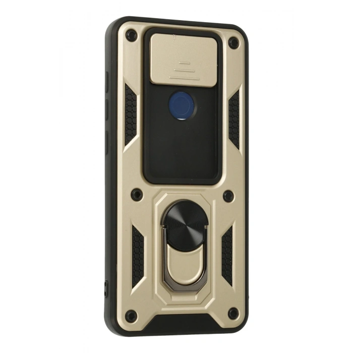 Xiaomi Redmi Note 9 Kılıf Pars Lens Yüzüklü Silikon - Gold