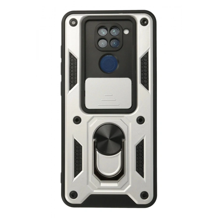 Xiaomi Redmi Note 9 Kılıf Pars Lens Yüzüklü Silikon - Gümüş