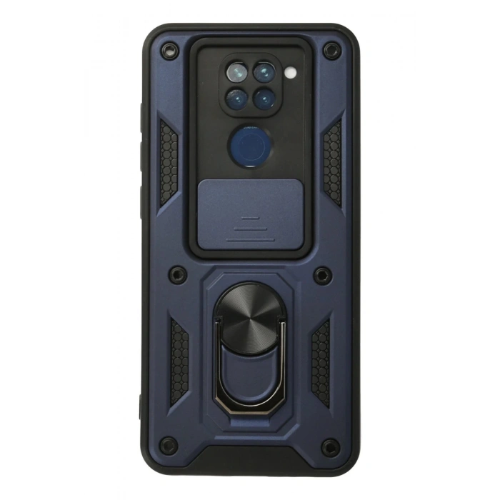 Xiaomi Redmi Note 9 Kılıf Pars Lens Yüzüklü Silikon - Lacivert