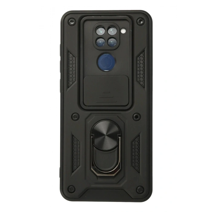 Xiaomi Redmi Note 9 Kılıf Pars Lens Yüzüklü Silikon - Siyah