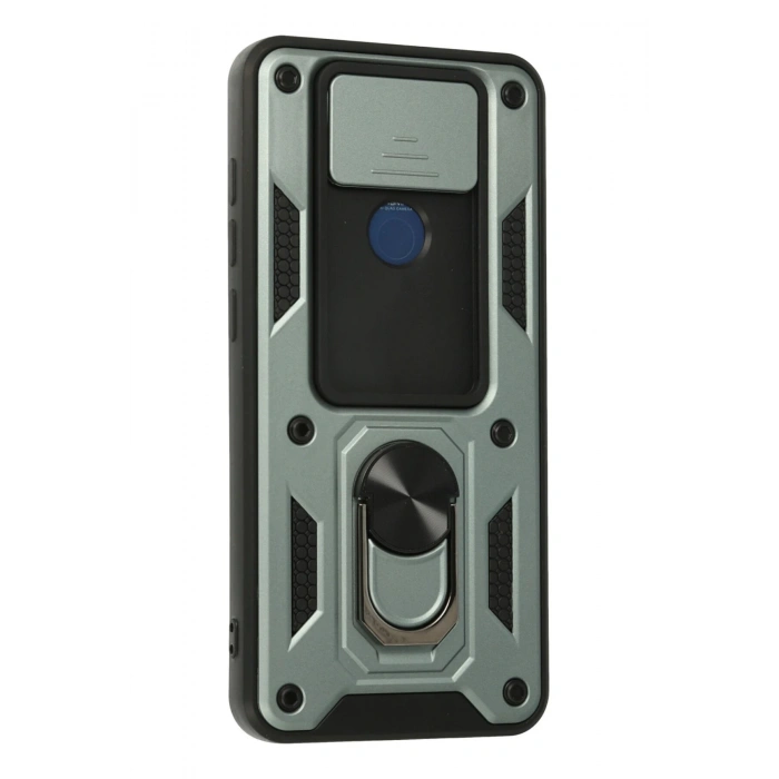 Xiaomi Redmi Note 9 Kılıf Pars Lens Yüzüklü Silikon - Yeşil