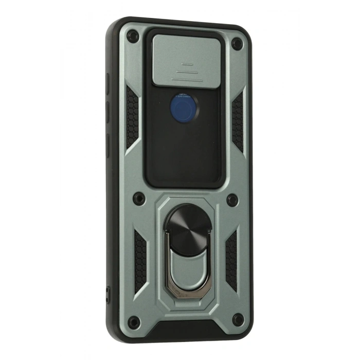 Xiaomi Redmi Note 9 Kılıf Pars Lens Yüzüklü Silikon - Yeşil