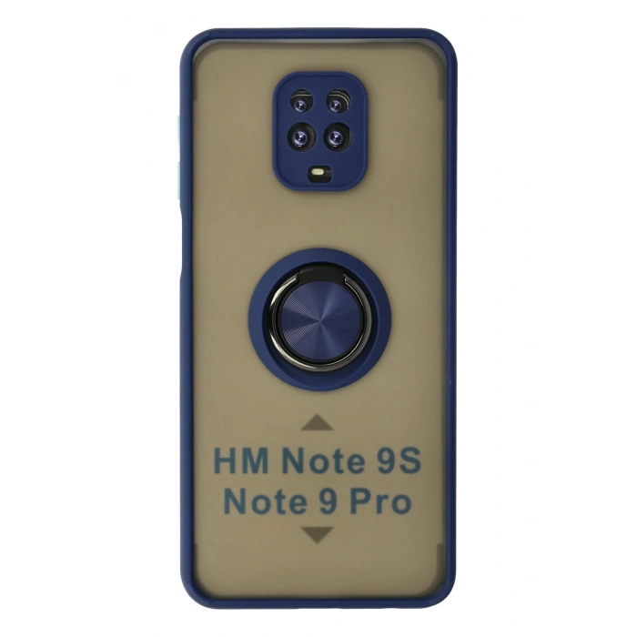 Xiaomi Redmi Note 9 Pro Kılıf Montreal Yüzüklü Silikon Kapak - Lacivert