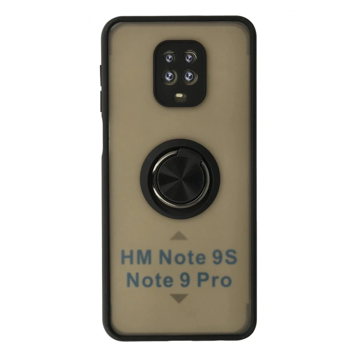 Xiaomi Redmi Note 9 Pro Kılıf Montreal Yüzüklü Silikon Kapak - Siyah