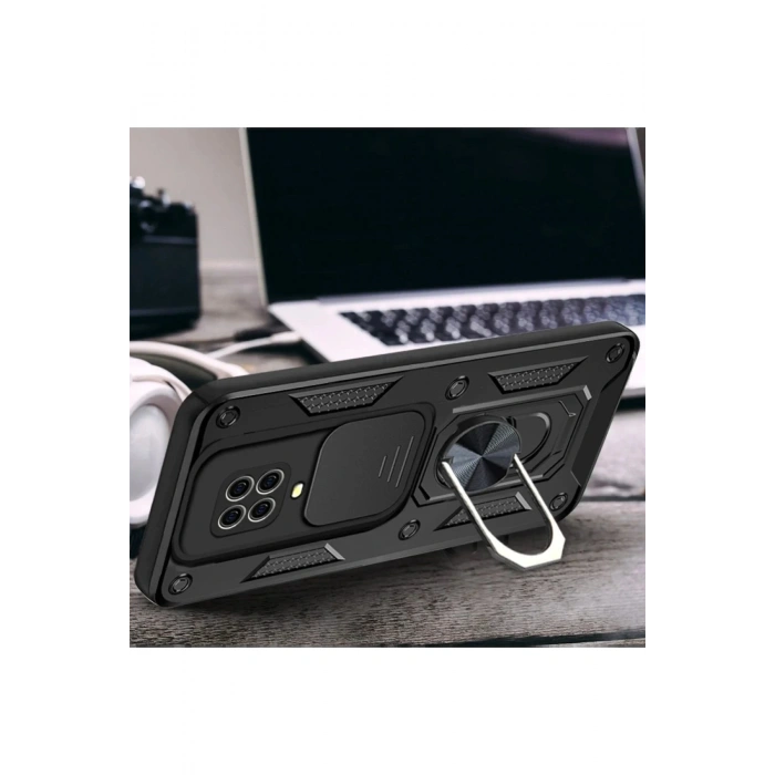 Xiaomi Redmi Note 9 Pro Kılıf Pars Lens Yüzüklü Silikon - Yeşil