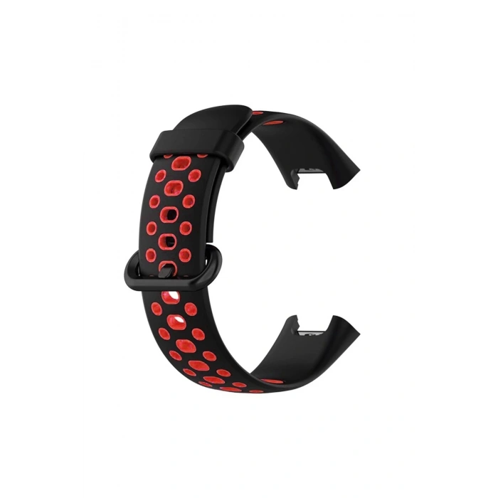 Xiaomi Redmi Watch 2 Spor Delikli Kordon - Siyah-Kırmızı