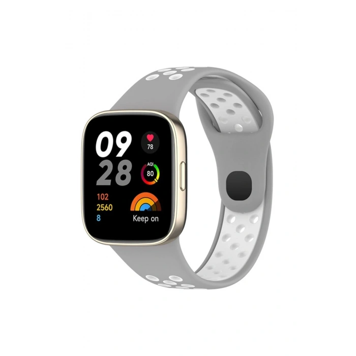 Xiaomi Redmi Watch 3 Spor Delikli Kordon - Gri-Beyaz