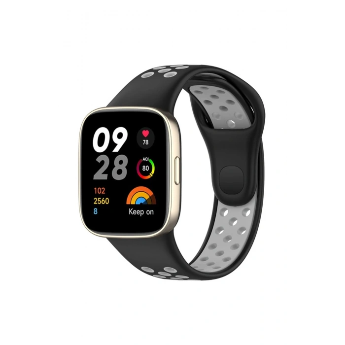 Xiaomi Redmi Watch 3 Spor Delikli Kordon - Siyah-Gri