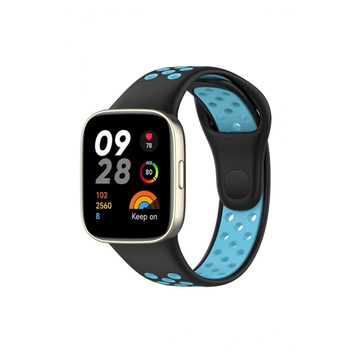 Xiaomi Redmi Watch 3 Spor Delikli Kordon - Siyah-Mavi
