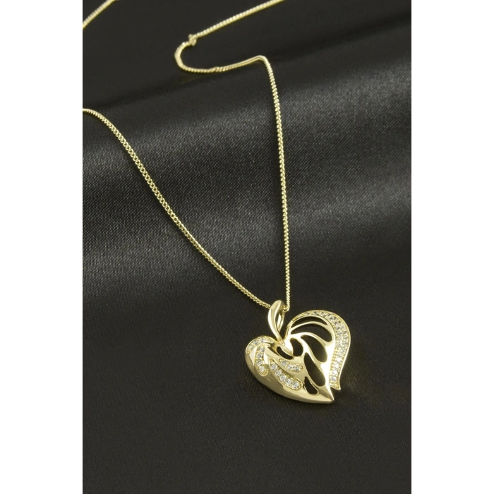 Xuping Kalp Zirkon Taşlı Lüks Çelik Kolye