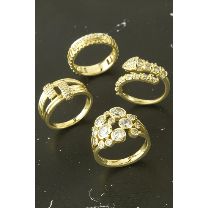 Xuping Karışık Lüks Zirkon Taşlı Çelik Yüzük 1 Adet