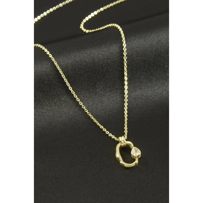 Xuping Oval Zirkon Taşlı Lüks Çelik Kolye