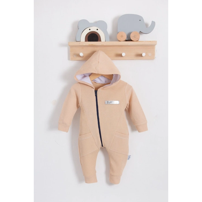 Yandan Cepli Fermuarlı % 100 Pamuk Erkek Bebek Tulumu