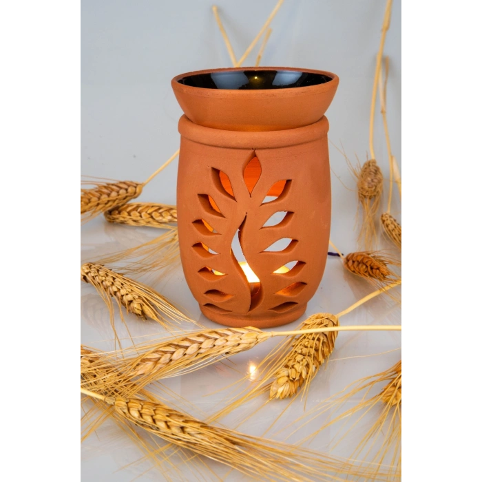 Yaprak Model El Yapımı Çömlek Buhurdanlık Tütsülük (72)