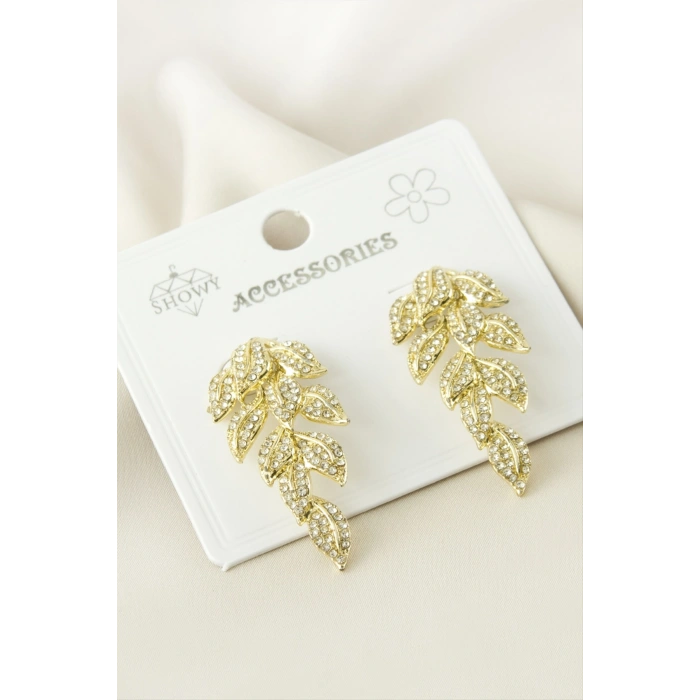 Yaprak Taşlı Küpe