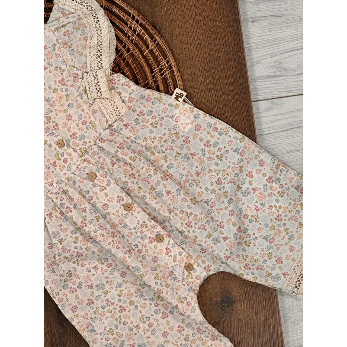 Yazlık Pamuklu Dantel Kız Çocuk Tulum