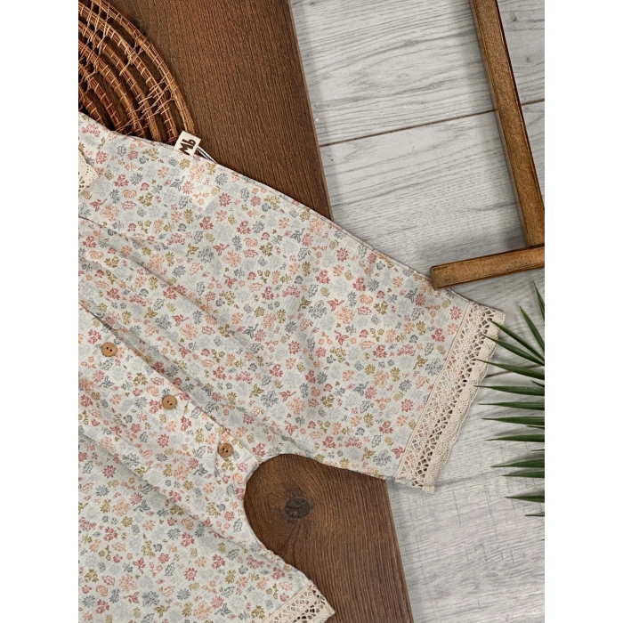 Yazlık Pamuklu Dantel Kız Çocuk Tulum