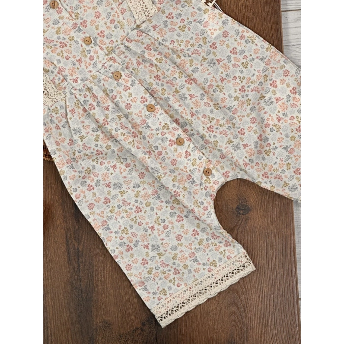 Yazlık Pamuklu Dantel Kız Çocuk Tulum