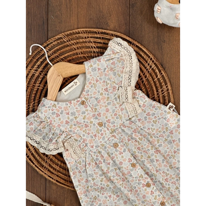 Yazlık Pamuklu Dantel Kız Çocuk Tulum