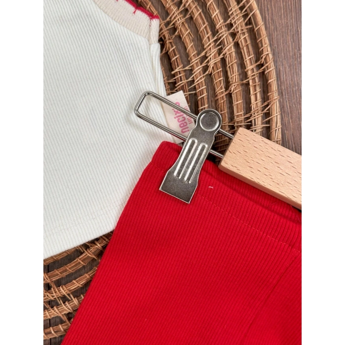 Yazlık Pamuklu Kiraz Nakışlı Kolsuz Kız Bebek 2li Takım