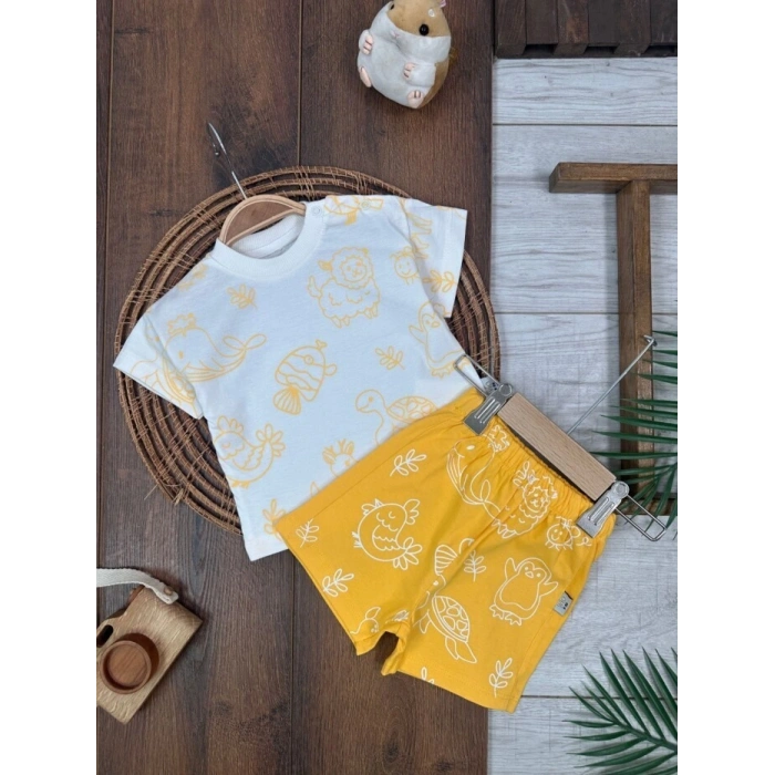 Yazlık Pamuklu Kısa Kollu Kiz 2li Takım