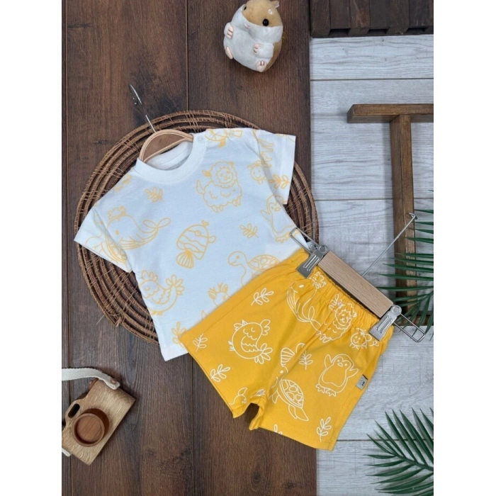 Yazlık Pamuklu Kısa Kollu Kiz 2li Takım