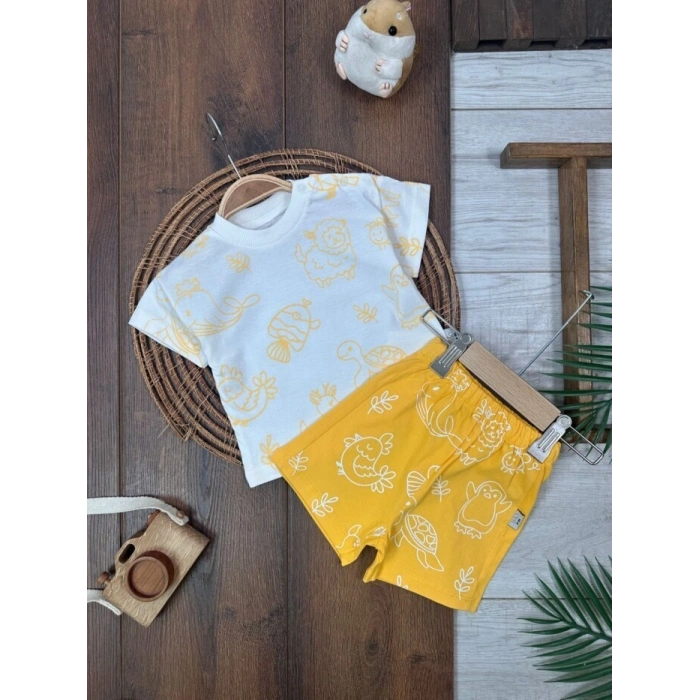 Yazlık Pamuklu Kısa Kollu Kiz 2li Takım