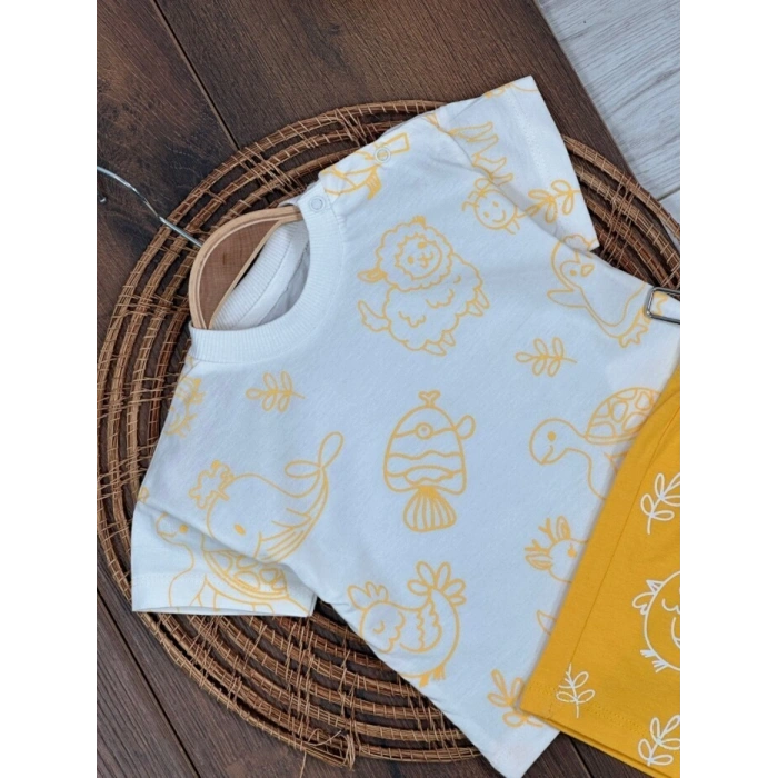 Yazlık Pamuklu Kısa Kollu Kiz 2li Takım