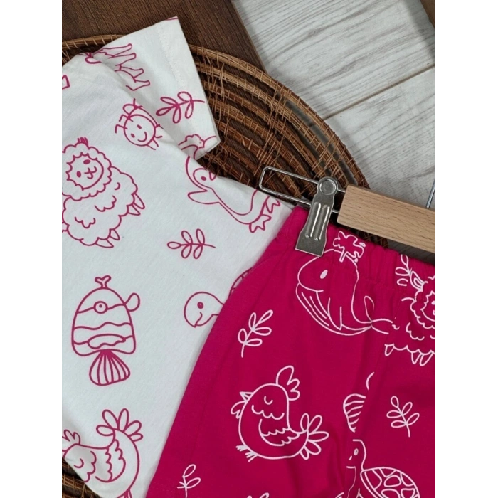 Yazlık Pamuklu Kısa Kollu Kiz Bebek 2li Takım