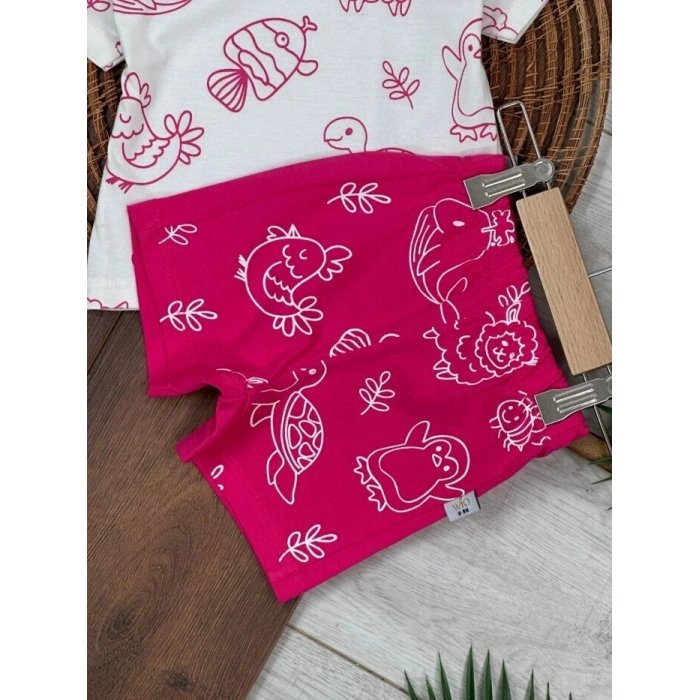 Yazlık Pamuklu Kısa Kollu Kiz Bebek 2li Takım