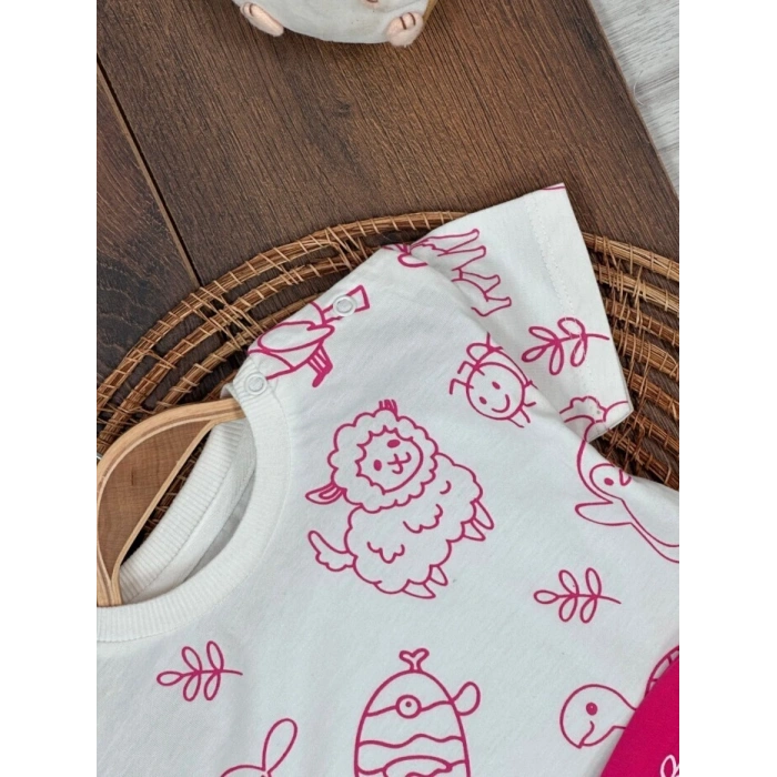 Yazlık Pamuklu Kısa Kollu Kiz Bebek 2li Takım