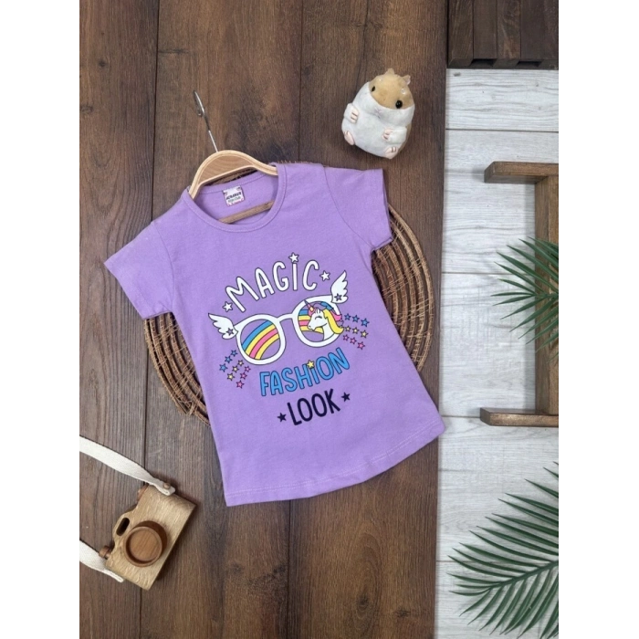 Yazlık Pamuklu Kısa Kollu Kız Çocuk Tişört
