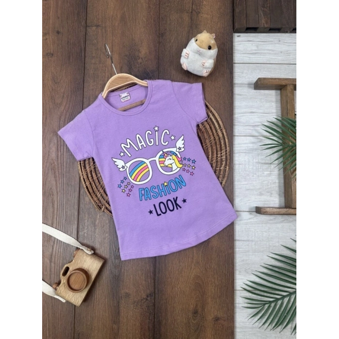 Yazlık Pamuklu Kısa Kollu Kız Çocuk Tişört