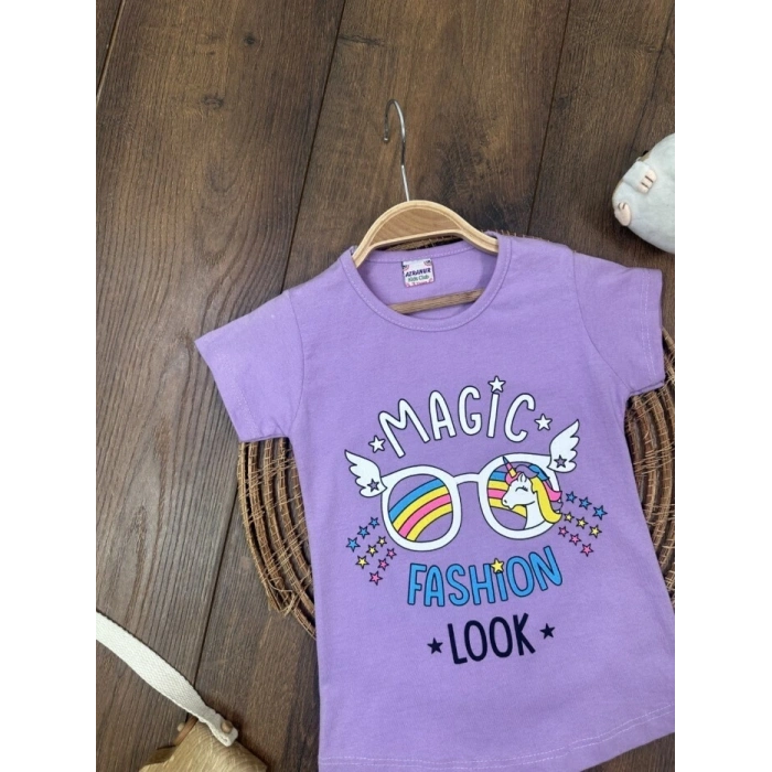 Yazlık Pamuklu Kısa Kollu Kız Çocuk Tişört