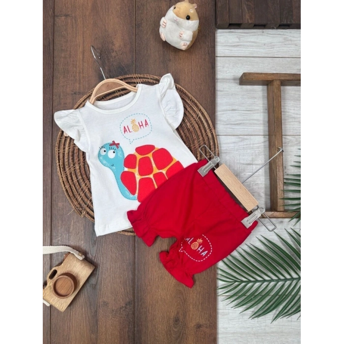 Yazlık Pamuklu Kız Bebek 2li Takım