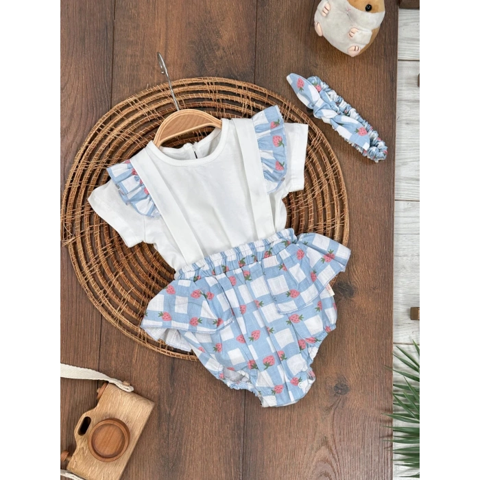 Yazlık Pamuklu Kız Bebek 3lu Takım