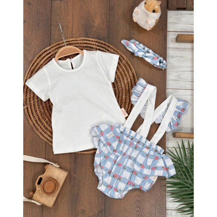 Yazlık Pamuklu Kız Bebek 3lu Takım