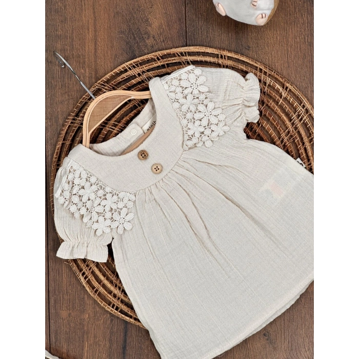Yazlık Pamuklu Kız Bebek Elbise