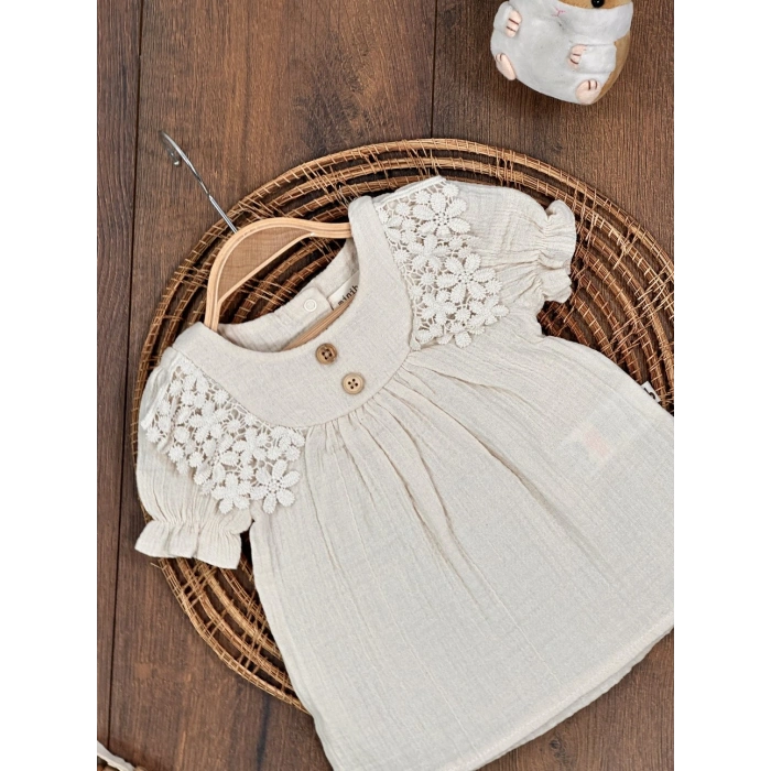 Yazlık Pamuklu Kız Bebek Elbise