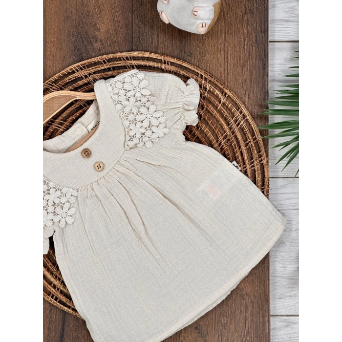 Yazlık Pamuklu Kız Bebek Elbise