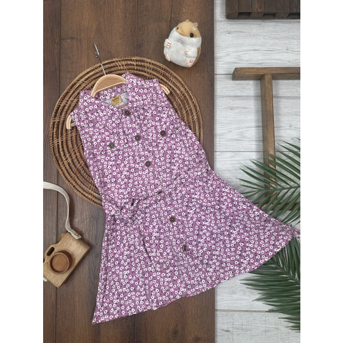 Yazlık Pamuklu Kolsuz Kız Çocuk Elbise