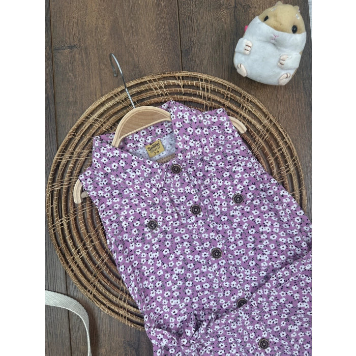 Yazlık Pamuklu Kolsuz Kız Çocuk Elbise