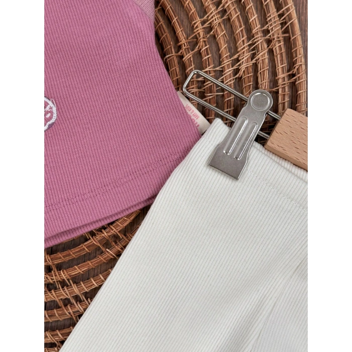 Yazlık Pamuklu Nakışlı Kolsuz Kız Bebek 2li Takım