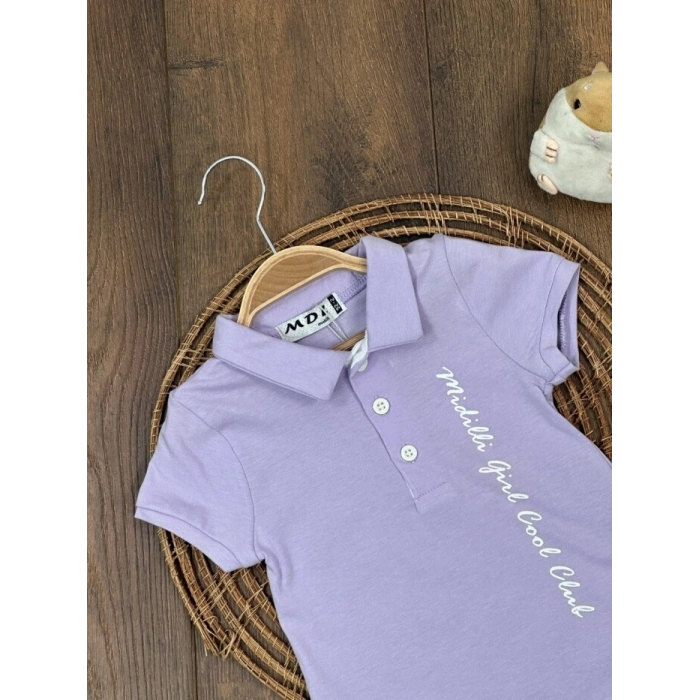 Yazlık Pamuklu Polo Yaka Kız Çocuk Elbise