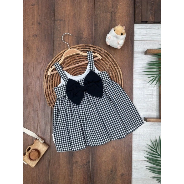 Yazlık Pamuklu Pötikareli Kız Çocuk Tekli Elbise