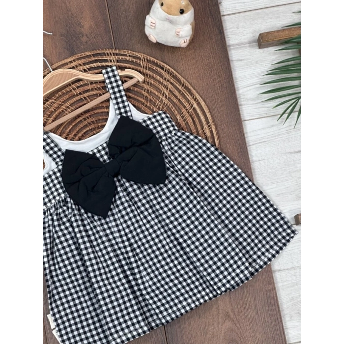 Yazlık Pamuklu Pötikareli Kız Çocuk Tekli Elbise