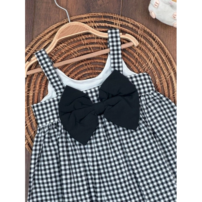 Yazlık Pamuklu Pötikareli Kız Çocuk Tekli Elbise