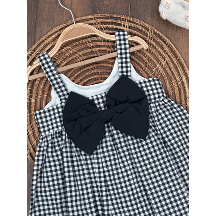 Yazlık Pamuklu Pötikareli Kız Çocuk Tekli Elbise