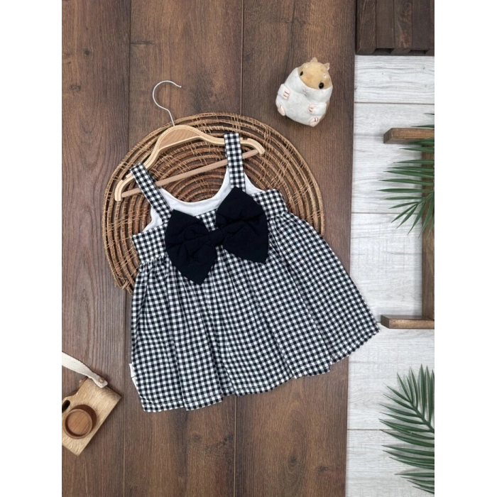 Yazlık Pamuklu Pötikareli Kız Çocuk Tekli Elbise